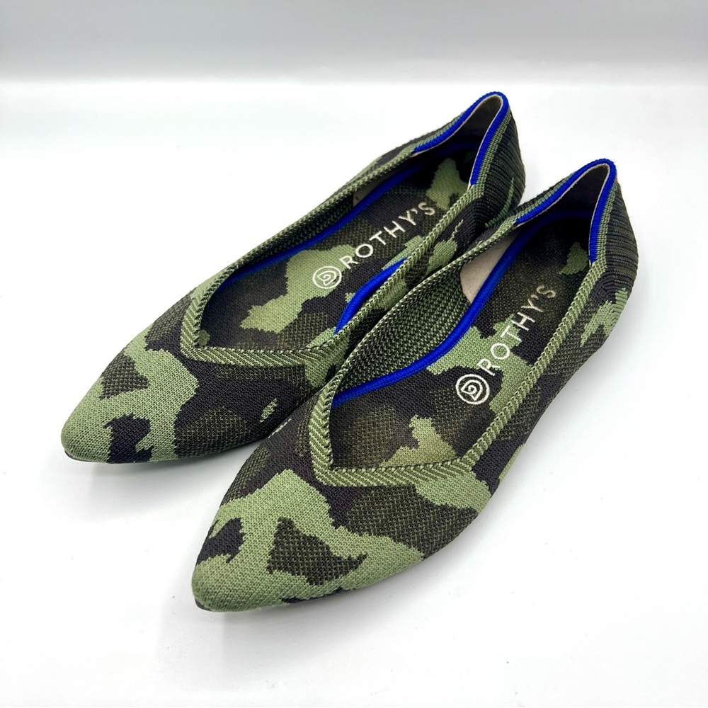 Rothy's The Point Olive Green Camo Ballet flats Size 9.5